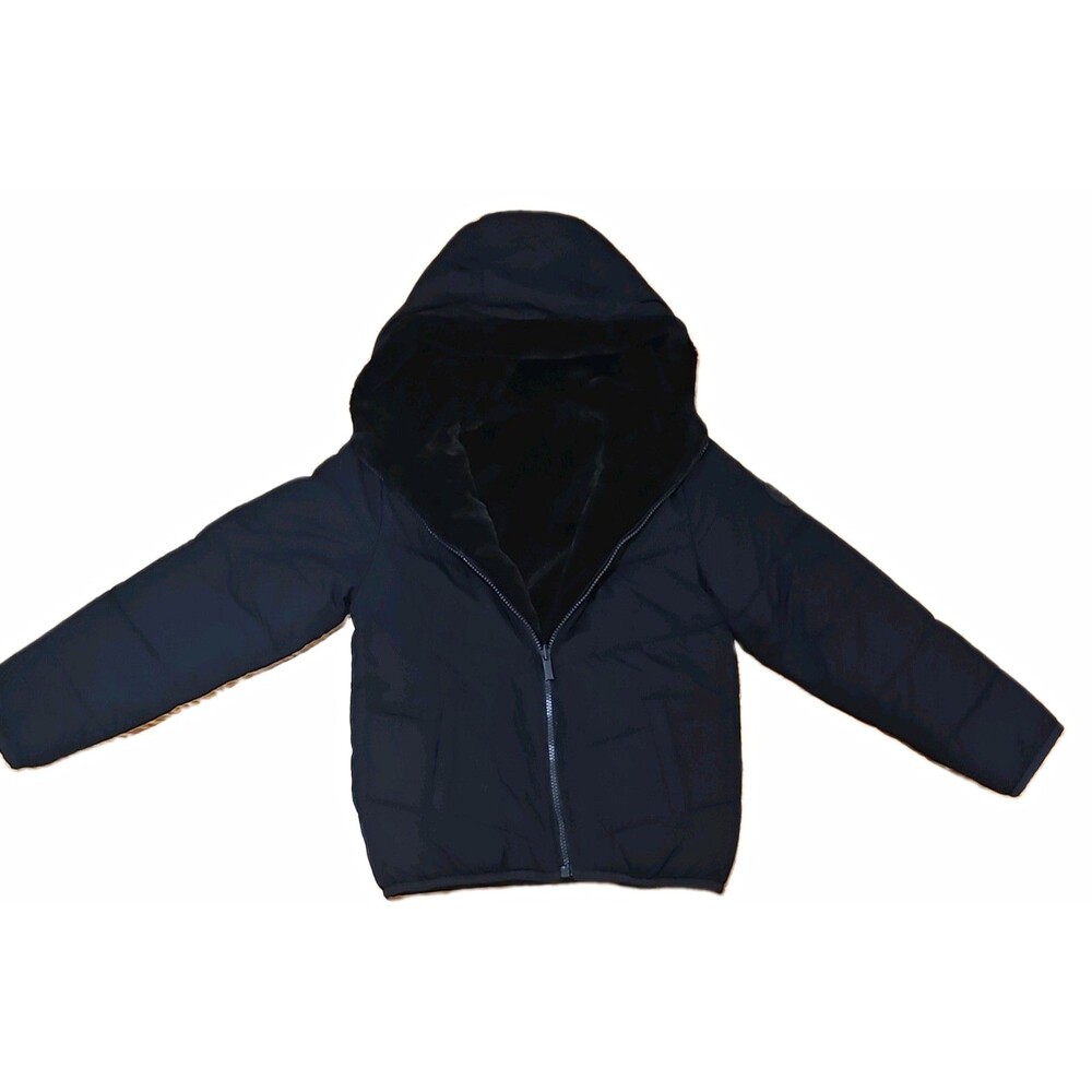 Abercrombie & Fitch Black Hooded Reversible Puffer Jacket Zip 7-8 Years